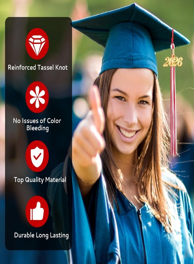 Nelisylux 2026 Tassel Graduation, Red and White Graduation Tassel, 2026 Tassel Charms for Graduations Cap Decorations, Tassels Memorial Grad Cords College High School Graduate Hat Ceremonies Accessories - Image 3